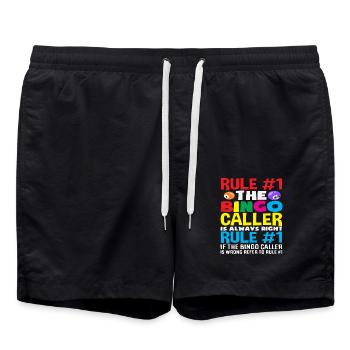 Bingo Spieler Regel #1 Der Bingo Caller Hat Immer - Badeshorts - Schwarz - Vorne - AI Model Male 185 light (185cm)