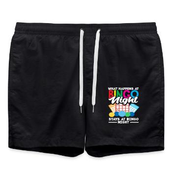 Bingo Nacht Spieler Was Bei Bingo Bleibt - Badeshorts - Schwarz - Vorne - AI Model Male 185 light (185cm)