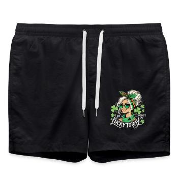 Mädchen Ich Bin Heute Glücklich St. Patrick's Tag - Badeshorts - Schwarz - Vorne - AI Model Male 185 light (185cm)