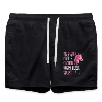 Hobby Horsing Steckenpferd Horse Pferde Reiten - Badeshorts - Schwarz - Vorne - AI Model Male 185 light (185cm)