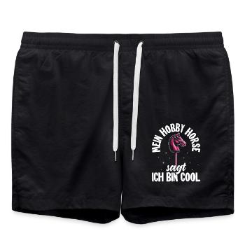 Hobby Horsing Steckenpferd Horse Pferde Reiten - Badeshorts - Schwarz - Vorne - AI Model Male 185 light (185cm)