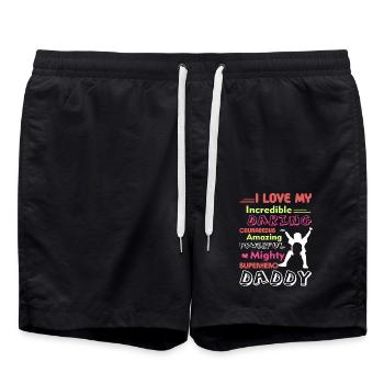 Father's Day I Love My Daddy - Swim Trunks - black - Front - AI Model Male 185 light (185cm)