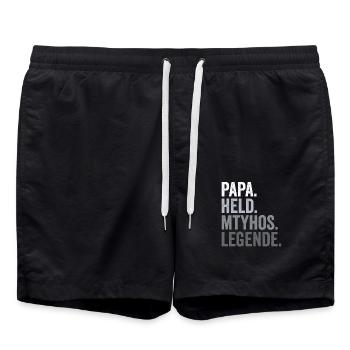 Papa Held Mythos Legende Vater Vatertag - Badeshorts - Schwarz - Vorne - AI Model Male 185 light (185cm)