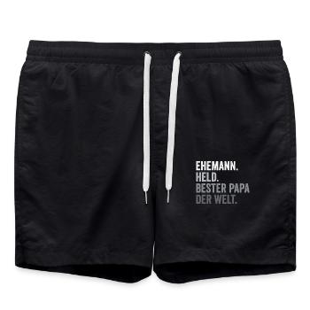 Ehemann Held bester Papa der Welt Vater Vatertag - Badeshorts - Schwarz - Vorne - AI Model Male 185 light (185cm)