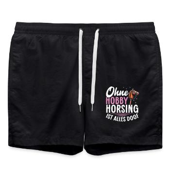 Hobby Horsing Steckenpferd Horse Pferde Reiten - Badeshorts - Schwarz - Vorne - AI Model Male 185 light (185cm)