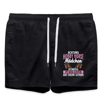 Hobby Horsing Steckenpferd Horse Pferde Reiten - Badeshorts - Schwarz - Vorne - AI Model Male 185 light (185cm)
