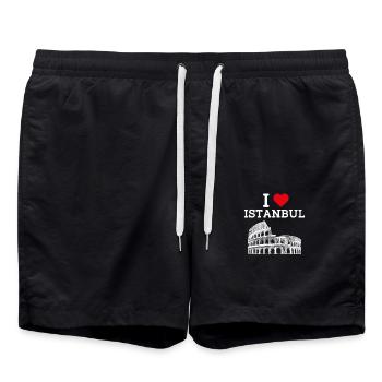 Ich liebe Istanbul Cool Turkey Lover Europa Kolosseum - Badeshorts - Schwarz - Vorne - AI Model Male 185 light (185cm)