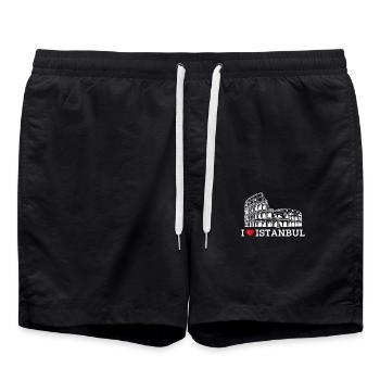 I love Istanbul Cool Colosseum Türkei Liebhaber Europa - Badeshorts - Schwarz - Vorne - AI Model Male 185 light (185cm)