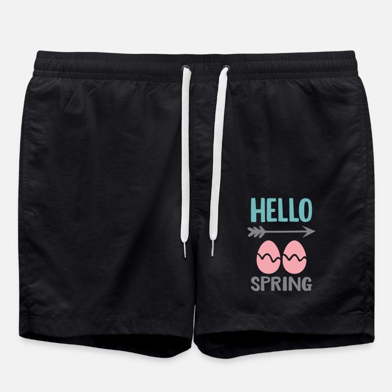 Hello Spring Frühlingsdesign mit Ostereiern - Badeshorts - Schwarz