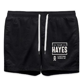 Team Hayes Lebenslanges Mitglied Lustiger Name Hayes - Badeshorts - Schwarz - Vorne - AI Model Male 185 light (185cm)