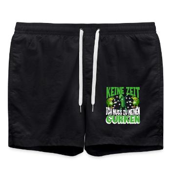 Funny cucumber gardener saying design for vegetables - Swim Trunks - black - Front - AI Model Male 185 light (185cm)