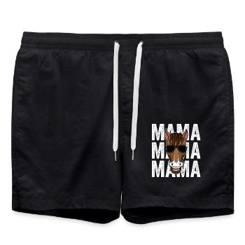 Reiten Mama Mutter Pferd - Badeshorts - Schwarz - Vorne - AI Model Male 185 light (185cm)
