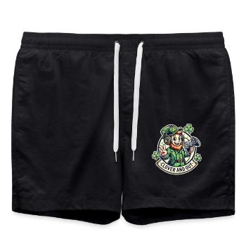 Clover And Out St. Patrick’s Day Gaming Fun - Short de bain - noir - Devant - AI Model Male 185 light (185cm)
