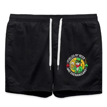 St. Patrick's Day: Beer and shenanigans fun - Swim Trunks - black - Front - AI Model Male 185 light (185cm)