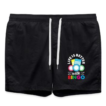 La vie est meilleure avec les cartes de bingo - Short de bain - noir - Devant - AI Model Male 185 light (185cm)