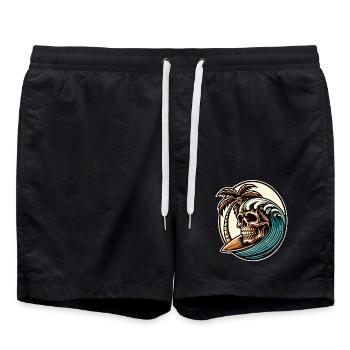Surfing Surfer skull - Swim Trunks - black - Front - AI Model Male 185 light (185cm)