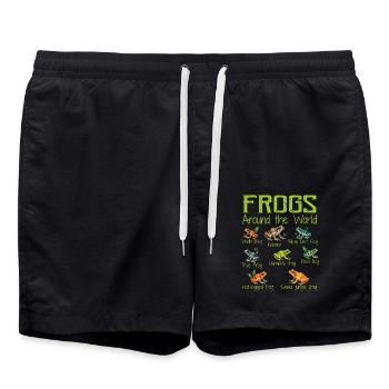 Frogs Around The World - Types Of Frogs - Swim Trunks - black - Front - AI Model Male 185 light (185cm)
