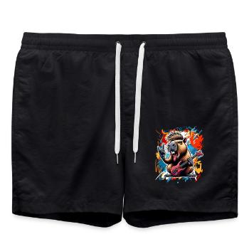 Capybara Rock and Roll Guitarist Electric Guitar - Swim Trunks - black - Front - AI Model Male 185 light (185cm)