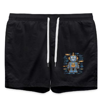 Robot joyeux avec des engrenages et - Short de bain - noir - Devant - AI Model Male 185 light (185cm)