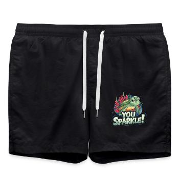 You sparkle! Turtle with corals and - Swim Trunks - black - Front - AI Model Male 185 light (185cm)