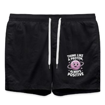Penser comme un proton – toujours positif - Short de bain - noir - Devant - AI Model Male 185 light (185cm)