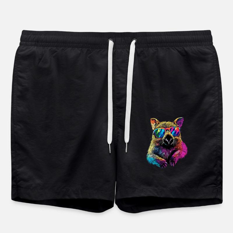 Wombat Australia Marsupial Cute Wombat - Swim Trunks - black