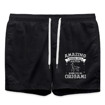 Origami japanische Papierfaltkunst - Badeshorts - Schwarz - Vorne - AI Model Male 185 light (185cm)