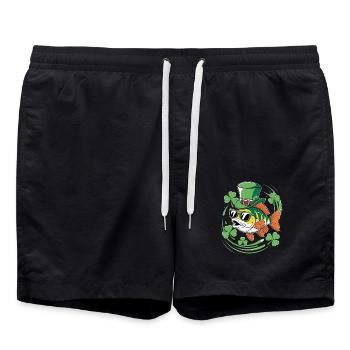 St. Patrick's Day with fish and shamrocks - Swim Trunks - black - Front - AI Model Male 185 light (185cm)