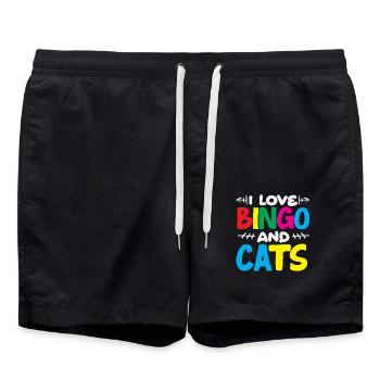 Joueurs de bingo - J’aime le bingo et les chats - Short de bain - noir - Devant - AI Model Male 185 light (185cm)