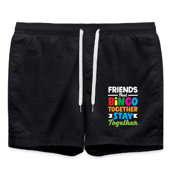 Friends who play bingo stay together - Swim Trunks - black - Front - AI Model Male 185 light (185cm)
