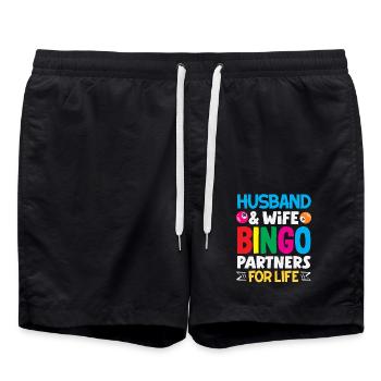 Bingo Partner For Life Husband And Wife - Swim Trunks - black - Front - AI Model Male 185 light (185cm)