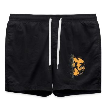 Felsklettern am Limit: Outdoor-Abenteuer Alpen - Badeshorts - Schwarz - Vorne - AI Model Male 185 light (185cm)