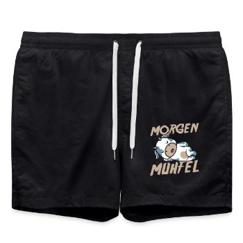 cow farmer farmer morning mill - Swim Trunks - black - Front - AI Model Male 185 light (185cm)