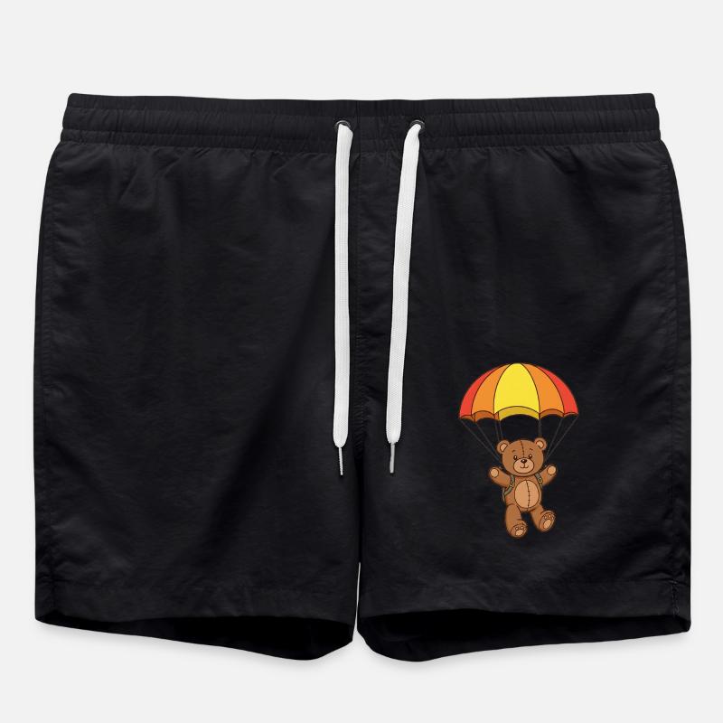 Teddybär Fallschirmspringer - Badeshorts - Schwarz