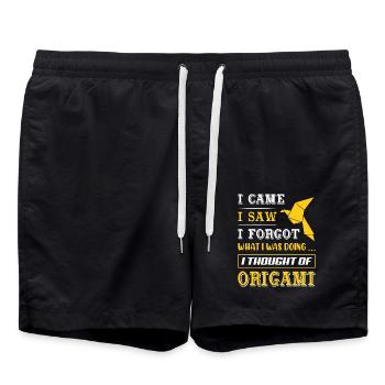 Origami japanische Papierfaltkunst - Badeshorts - Schwarz - Vorne - AI Model Male 185 light (185cm)