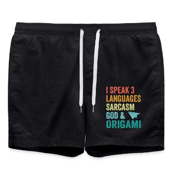 Origami japanische Papierfaltkunst - Badeshorts - Schwarz - Vorne - AI Model Male 185 light (185cm)