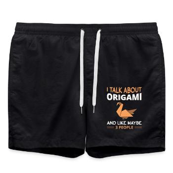 Origami japanische Papierfaltkunst - Badeshorts - Schwarz - Vorne - AI Model Male 185 light (185cm)