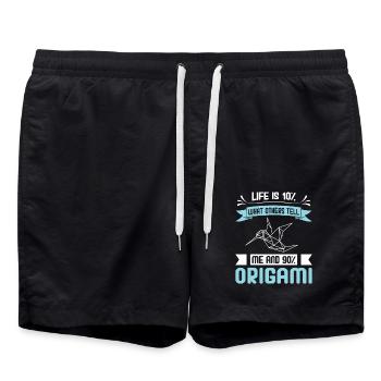 Origami japanische Papierfaltkunst - Badeshorts - Schwarz - Vorne - AI Model Male 185 light (185cm)