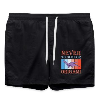 Origami japanische Papierfaltkunst - Badeshorts - Schwarz - Vorne - AI Model Male 185 light (185cm)