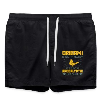 Origami japanische Papierfaltkunst - Badeshorts - Schwarz - Vorne - AI Model Male 185 light (185cm)