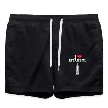 Ich liebe Istanbul Pun Cool Empire Lover Herz Flagge - Badeshorts - Schwarz - Vorne - AI Model Male 185 light (185cm)
