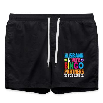 Bingo Partner Fürs Leben Ehepaar - Badeshorts - Schwarz - Vorne - AI Model Male 185 light (185cm)