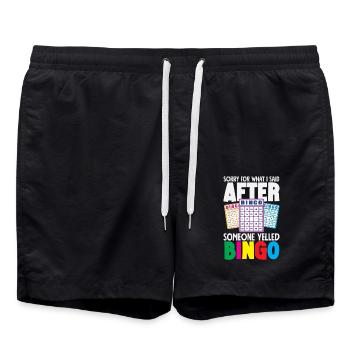 Apologies after the bingo scream - Swim Trunks - black - Front - AI Model Male 185 light (185cm)