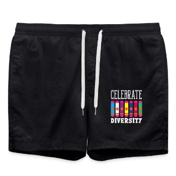 Bingo Feiere Vielfalt Lebendig - Badeshorts - Schwarz - Vorne - AI Model Male 185 light (185cm)