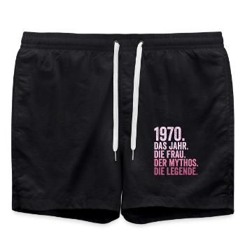 1970 Jahr Frau Mythos Legende Geburtstag - Badeshorts - Schwarz - Vorne - AI Model Male 185 light (185cm)