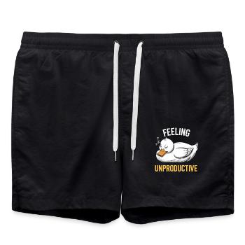 Feeling Unproductive Duck Illustration - Swim Trunks - black - Front - AI Model Male 185 light (185cm)