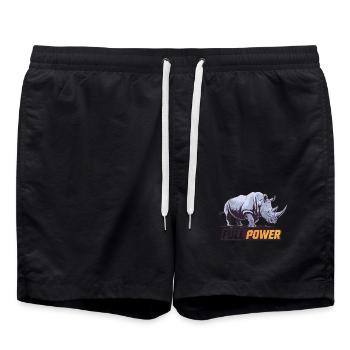 Rhinocéros pleine puissance force énergie animale - Short de bain - noir - Devant - AI Model Male 185 light (185cm)