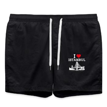 I Love Istanbul Golden Gate Bridge Lover Heart Pun - Swim Trunks - black - Front - AI Model Male 185 light (185cm)