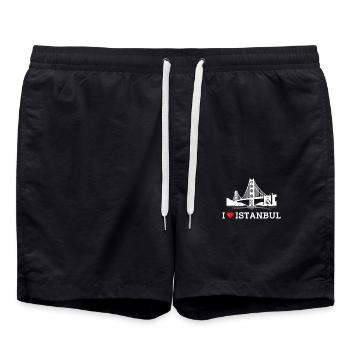 I Love Istanbul Golden Gate Bridge Lover Pun Flag - Swim Trunks - black - Front - AI Model Male 185 light (185cm)
