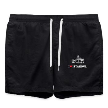 I Love Istanbul Cool Golden Gate Bridge Heart Flag - Swim Trunks - black - Front - AI Model Male 185 light (185cm)